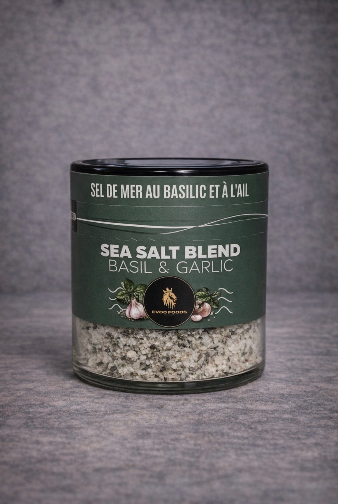 Premium Greek Basil & Garlic Sea Salt 200 g | EVOO Foods