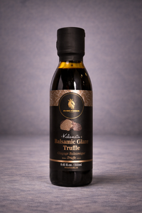 Bottle of Balsamic Glaze Truffle on a gray background