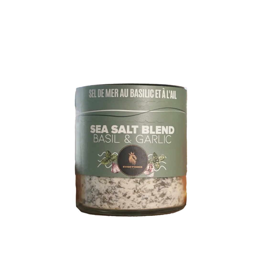 EVOO Foods - Basil & Garlic Sea Salt Blend - 200g - Product of Greece