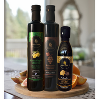 Trio Pack – EVOO Foods Extra Virgin Olive Oil, Balsamic Vinegar (500ml), & Balsamic Glazes (Choose from 6 Flavours)