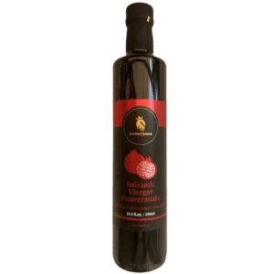 Pomegranate balsamic vinegar bottle.