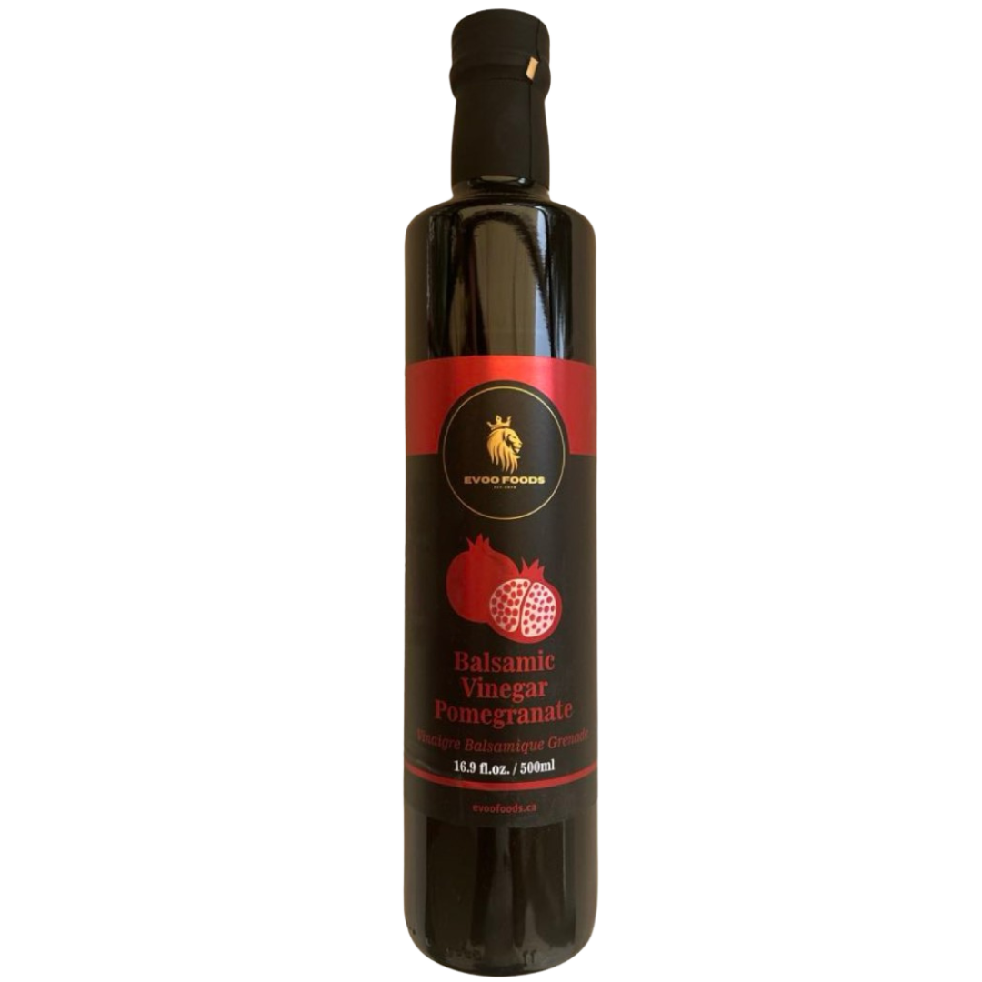 Pomegranate balsamic vinegar bottle.