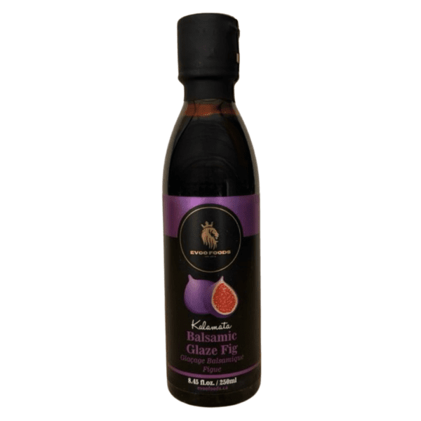 Kalamata fig balsamic glaze bottle.