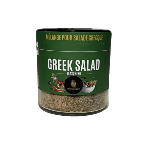 A 200g pack of Greek Salad Mix featuring fresh ingredients like tomatoes, cucumbers, bell peppers, olives, red onions, and creamy feta cheese for an authentic Mediterranean salad experience.